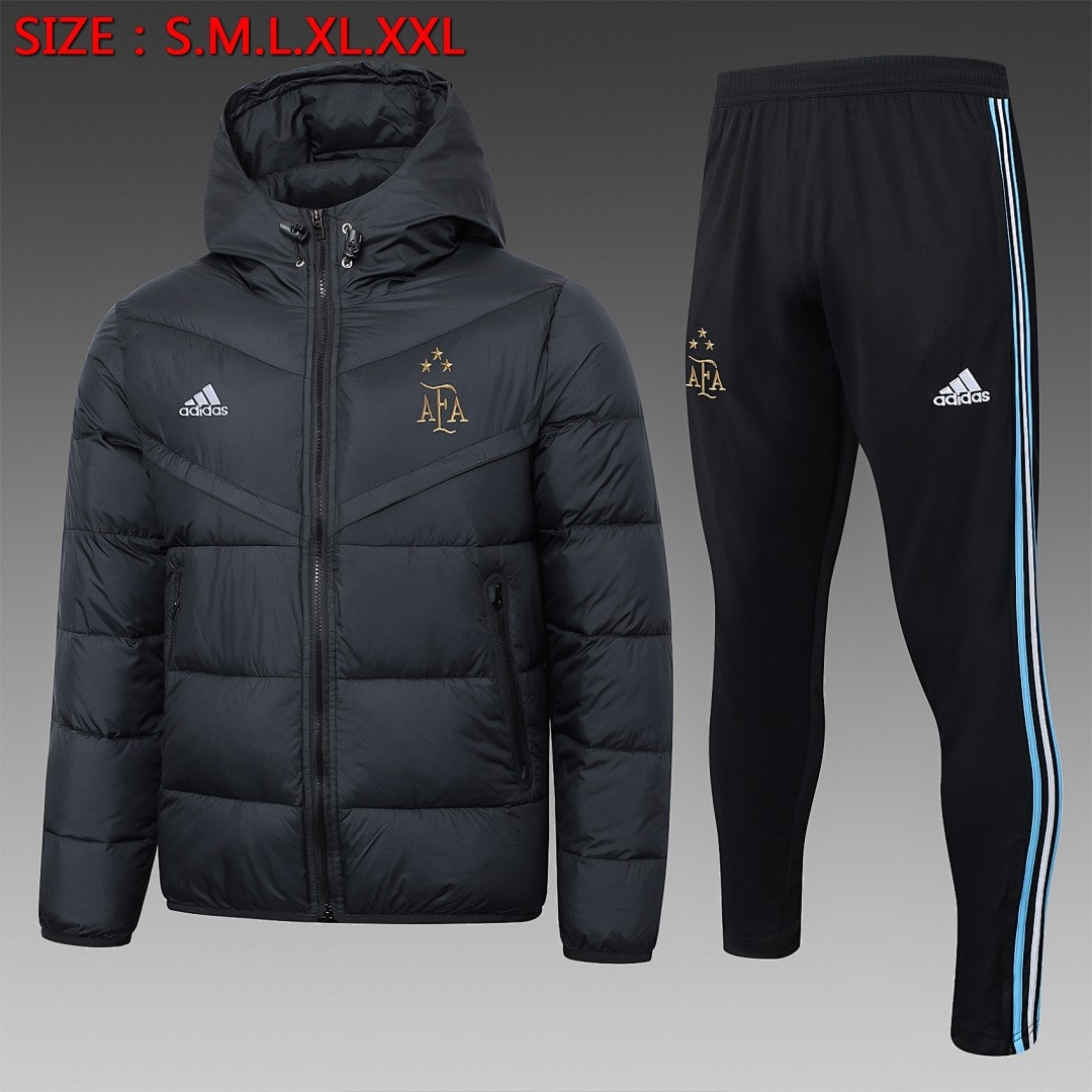 Argentina 23-24 Black Cotton Jacket (White Adidas)