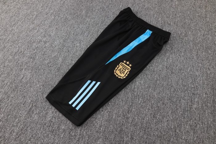 Argentina 24/25 Black Short Sleeve Training Set with 3/4 Pants - 图片 3
