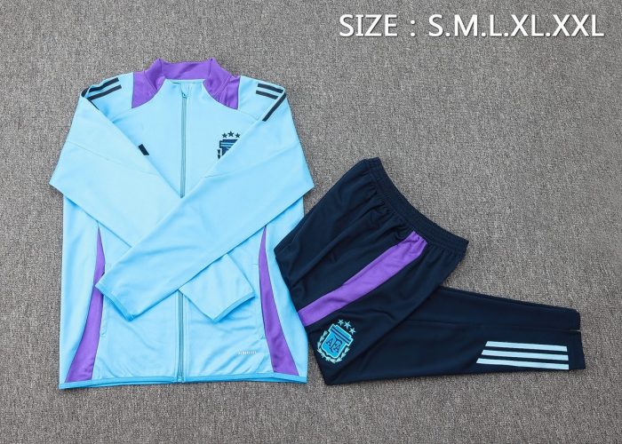 Argentina 24/25 Light Blue Long Zipper Jacket - 图片 4
