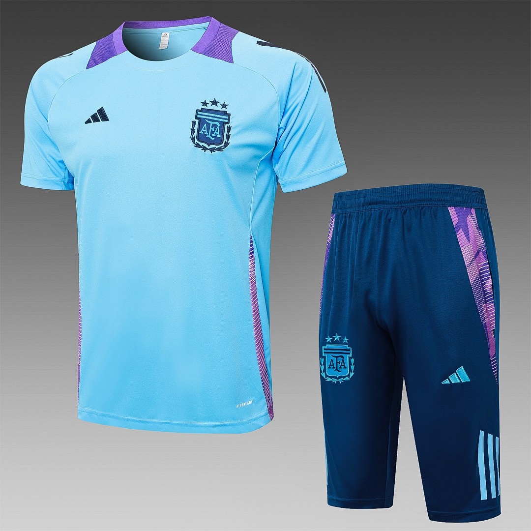 Argentina 24/25 Light Blue Short Sleeve Training Set with 3/4 Pants