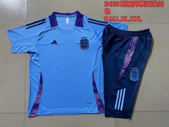 Argentina 24/25 Light Blue Short Sleeve Training Set with 3/4 Pants - 图片 9