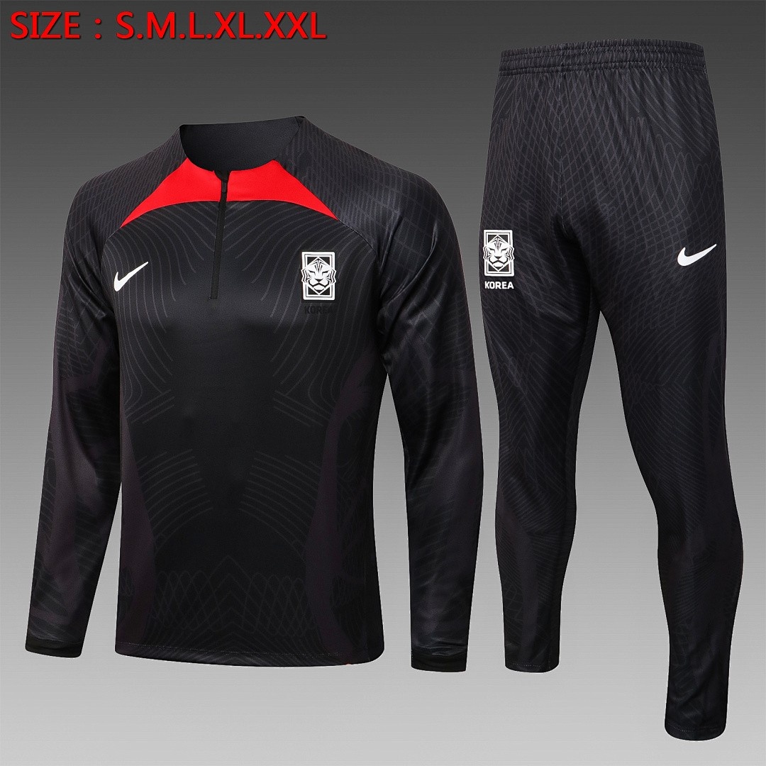 South Korea 22/23 Black Half-Zip Jacket (Spray Print)