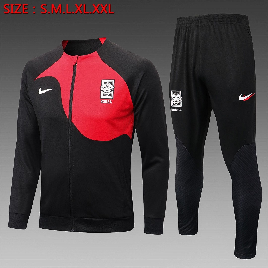 South Korea 22/23 Black (with Red) Long Zip Jacket