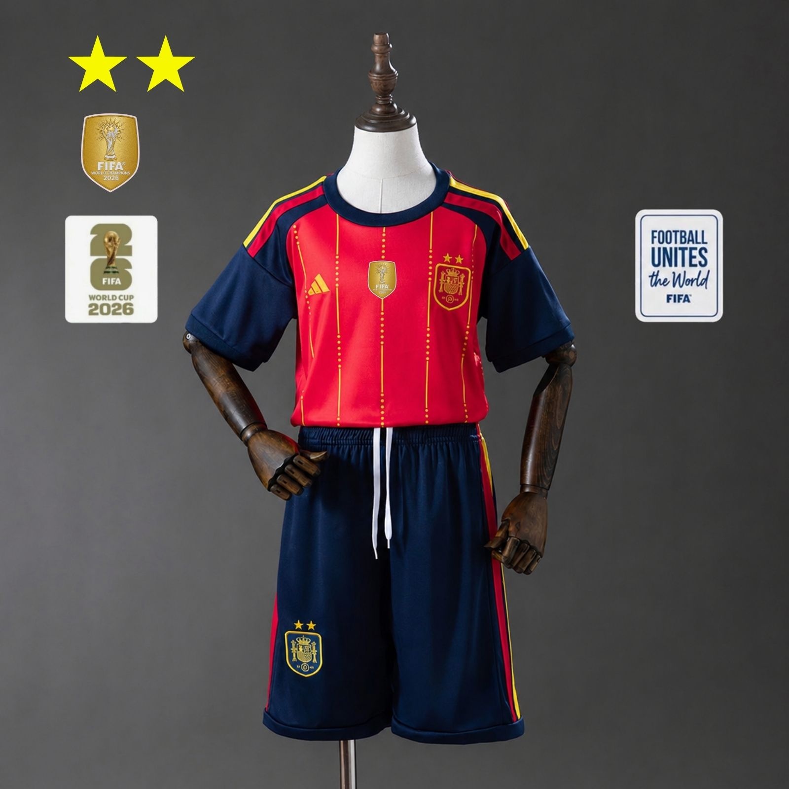 JER-10164_1 Spain 2026 Home 2-Star Champion Edition Kids Kit - 图片 1