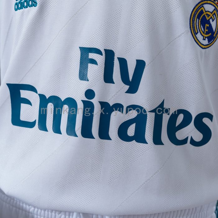 Real Madrid 17/18 Home Retro Long Sleeve Kids Kit Jersey - 图片 8