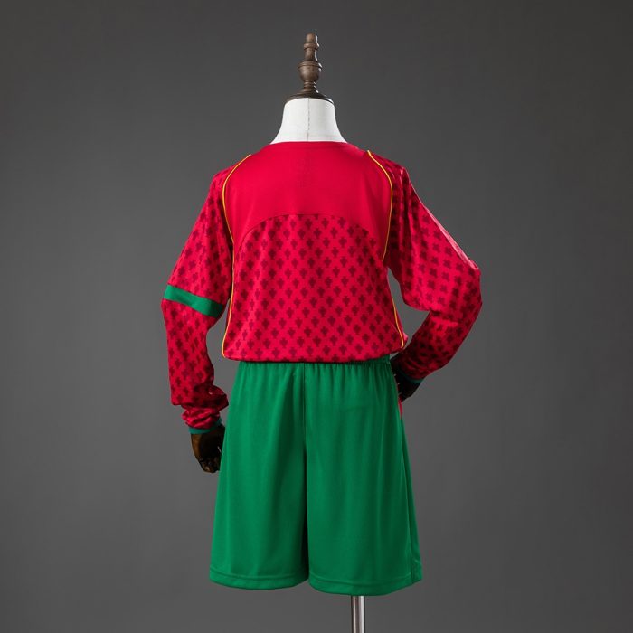Portugal 2004 Home Retro Long Sleeve Kids Kit Jersey - 图片 2