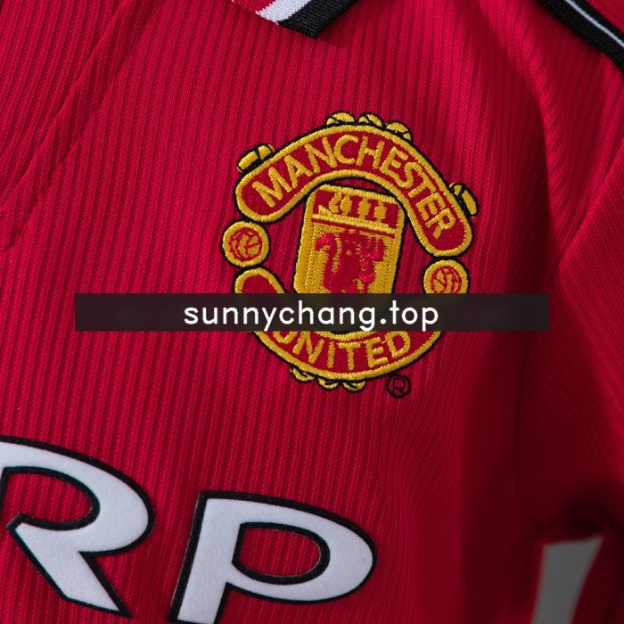 M-U 98/99 Home Retro Long Sleeve Kids Kit Jersey - 图片 7