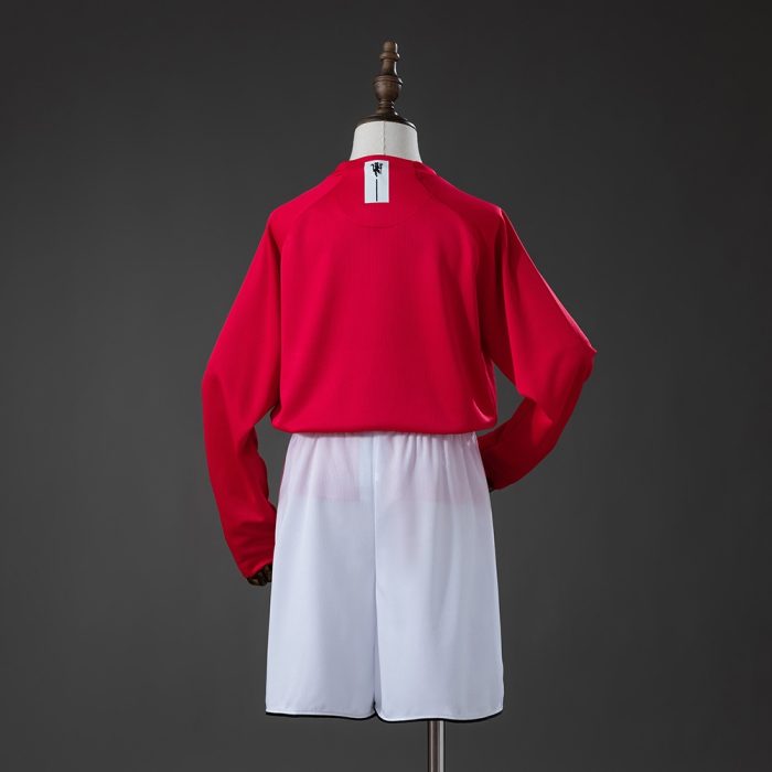 M-U 07/08 Home Retro Long Sleeve Kids Kit Jersey - 图片 2
