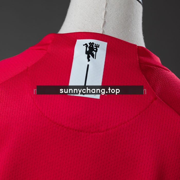 M-U 07/08 Home Retro Long Sleeve Kids Kit Jersey - 图片 3