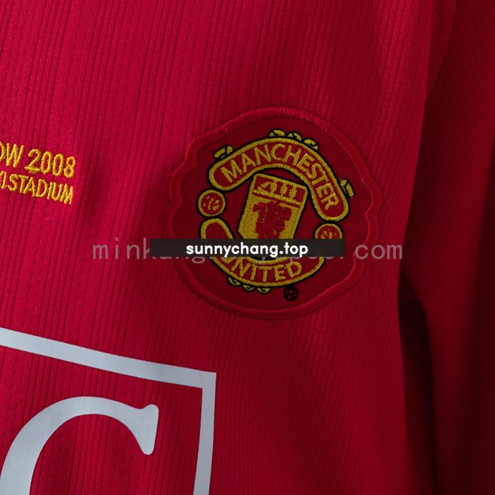 M-U 07/08 Home Retro Long Sleeve Kids Kit Jersey - 图片 8