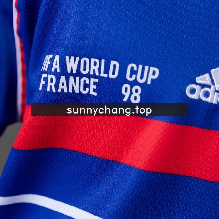 France 1998 Home Retro Long Sleeve Kids Kit Jersey - 图片 6