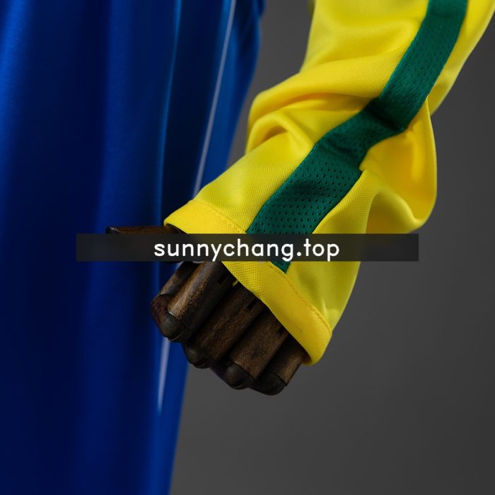 Brazil 2002 Home Retro Long Sleeve Kids Kit Jersey - 图片 4