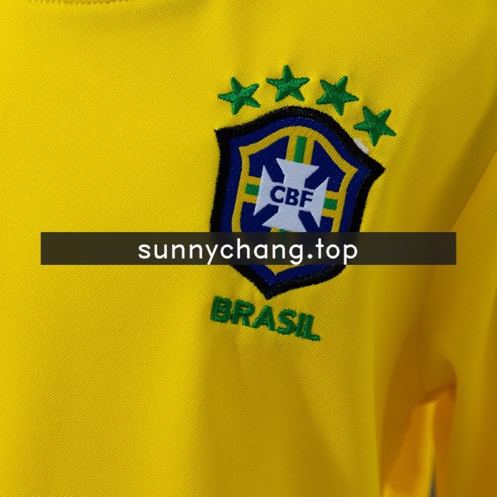 Brazil 1998 Home Retro Long Sleeve Kids Kit Jersey - 图片 7