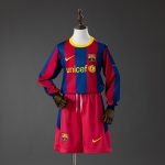 Barcelona 10/11 Home Retro Long Sleeve Kids Kit Jersey