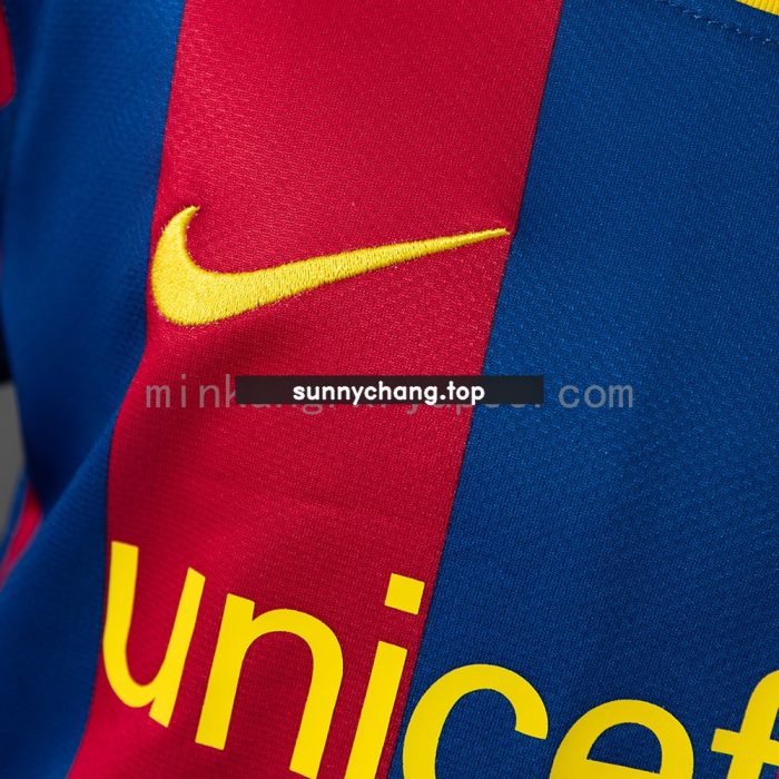 Barcelona 10/11 Home Retro Long Sleeve Kids Kit Jersey - 图片 6