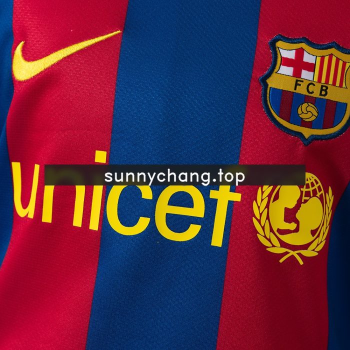 Barcelona 10/11 Home Retro Long Sleeve Kids Kit Jersey - 图片 8