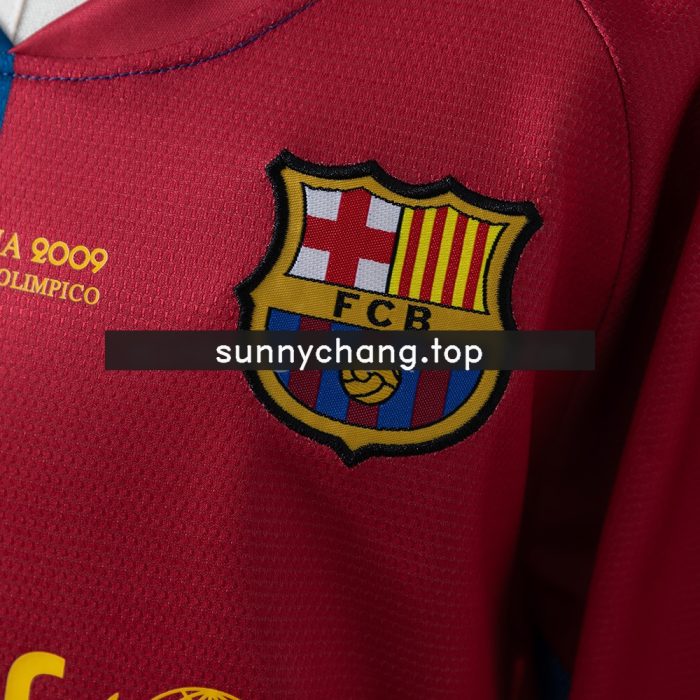 Barcelona 08/09 Home Retro Long Sleeve Kids Kit Jersey - 图片 7