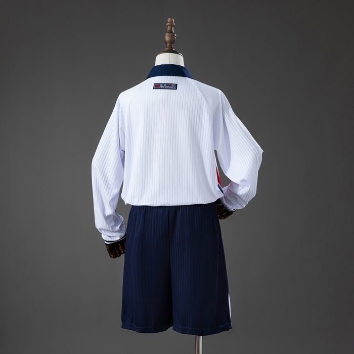 England 1998 Home Retro Long-Sleeved Kids Kit Jersey - 图片 2