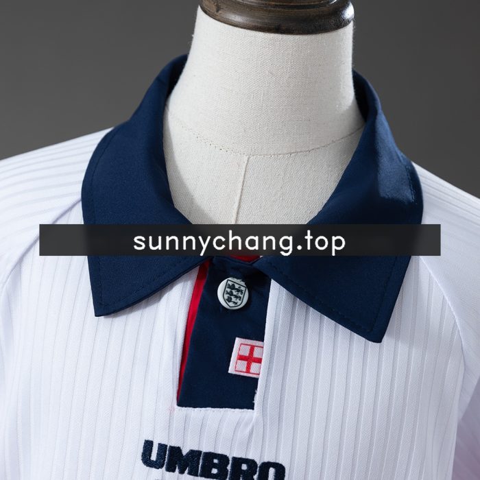 England 1998 Home Retro Long-Sleeved Kids Kit Jersey - 图片 8