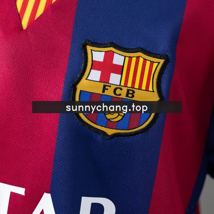 Barcelona 14/15 Home Retro Long-Sleeve Kids Kit Jersey - 图片 8