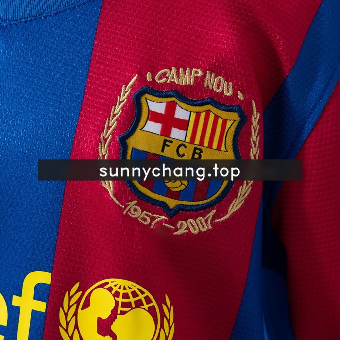 Barcelona 07/08 Home Retro Kids Kit Jersey - 图片 7