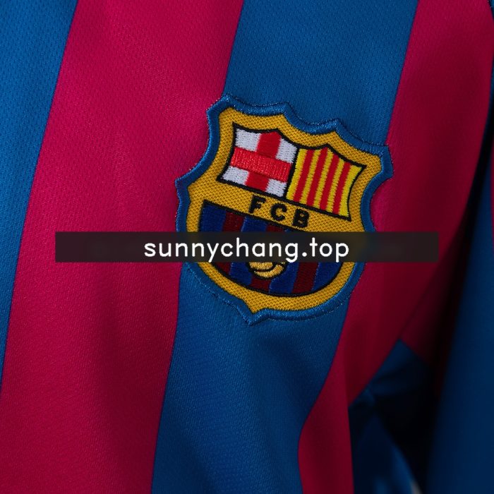 Barcelona 05/06 Home Retro Long Sleeve Kids Kit Jersey - 图片 7