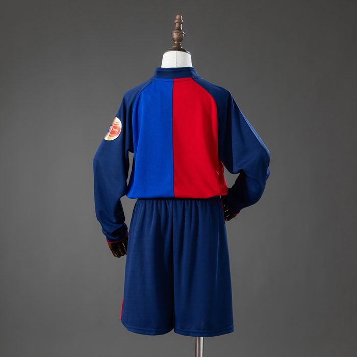 Barcelona 100th Anniversary Retro Long-Sleeve Kids Kit Jersey - 图片 2