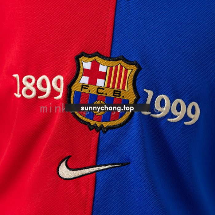 Barcelona 100th Anniversary Retro Long-Sleeve Kids Kit Jersey - 图片 6