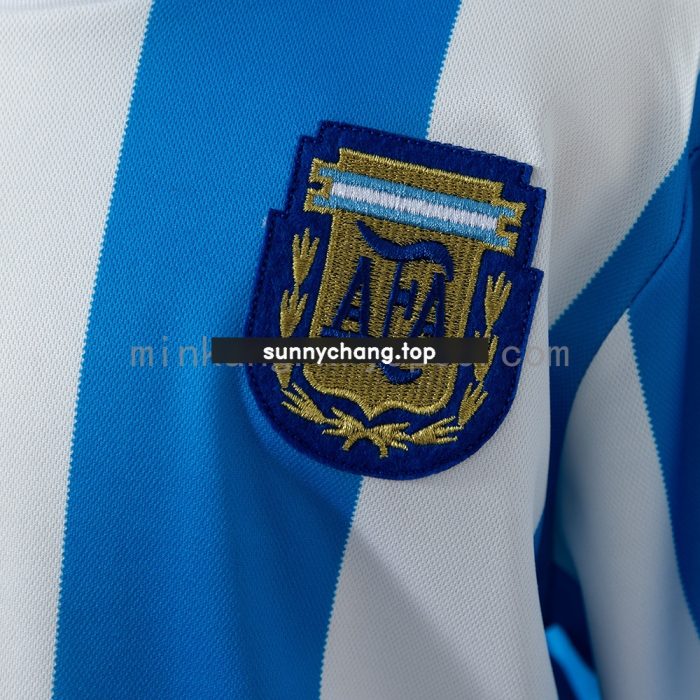 Argentina 1998 Home Retro Long-Sleeved Kids Kit Jersey - 图片 7