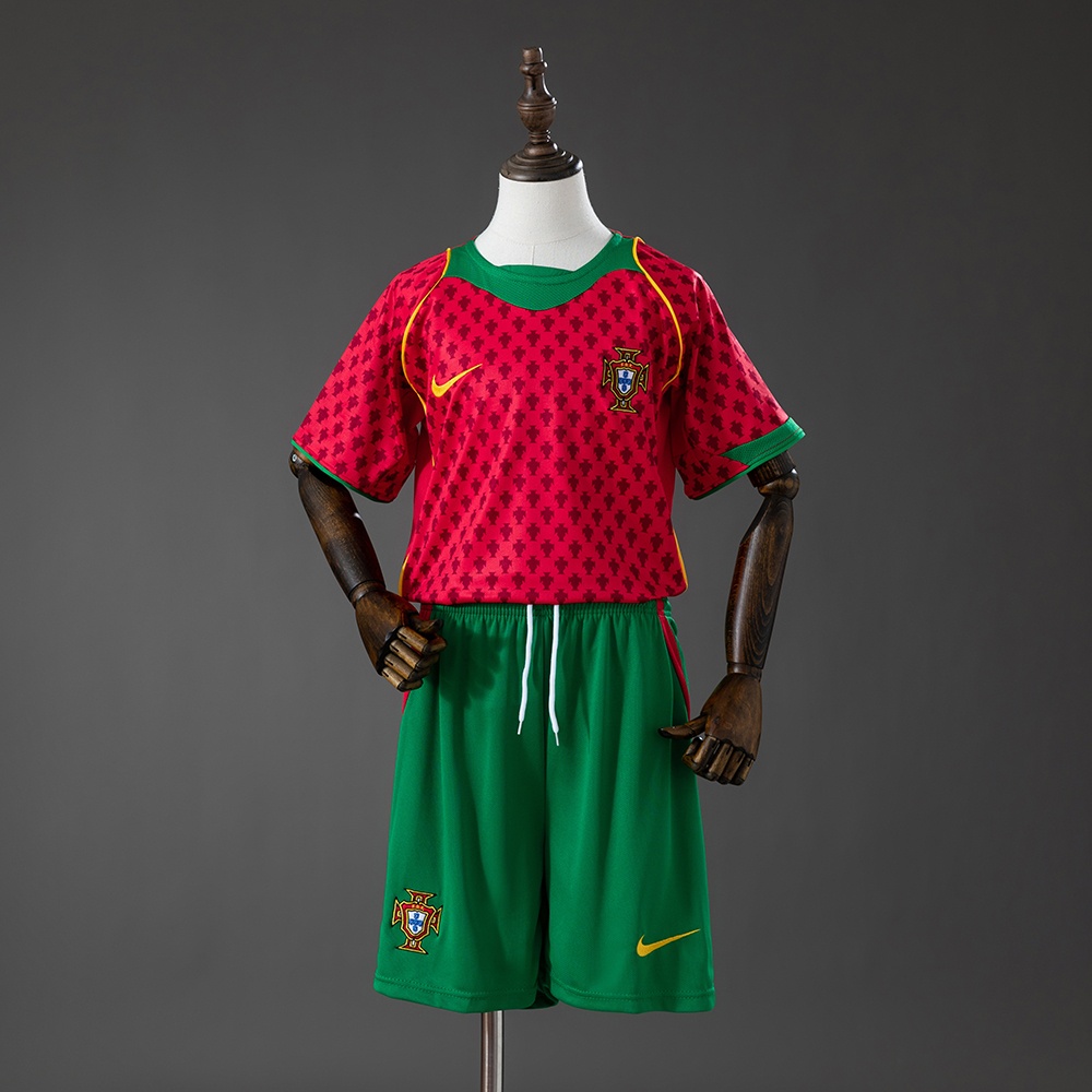 JER-10300_1 Portugal 2004 Home Retro Kids Kit Jersey - 图片 1