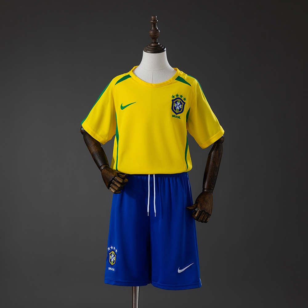 JER-10320_1 Brazil 2002 Home Retro Kids Kit Jersey - 图片 1