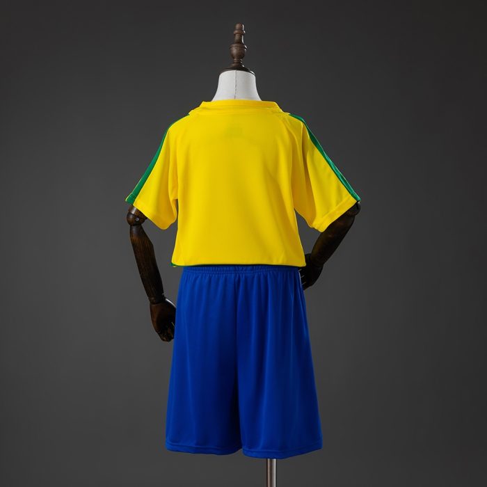 Brazil 2002 Home Retro Kids Kit Jersey - 图片 2