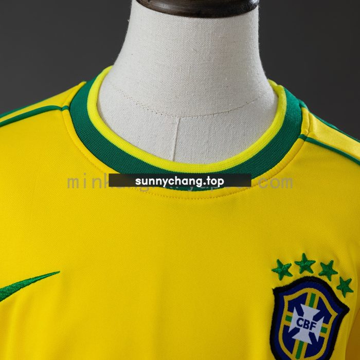 Brazil 1998 Home Retro Kids Kit Jersey - 图片 8