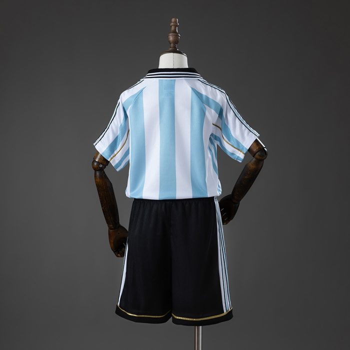 Argentina 1998 Home Retro Kids Kit Jersey - 图片 2