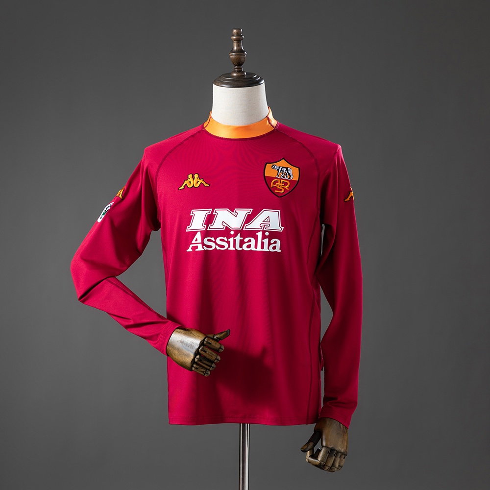 JER-11100_1 Roma 00/01 Home Long Sleeve Retro Jersey - 图片 1