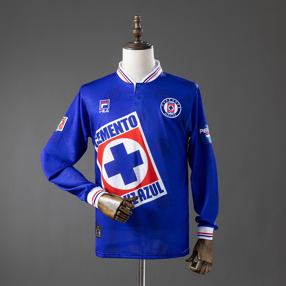 JER-11112_1 Cruz Azul 1998 Home Long-Sleeve Retro Jersey - 图片 1