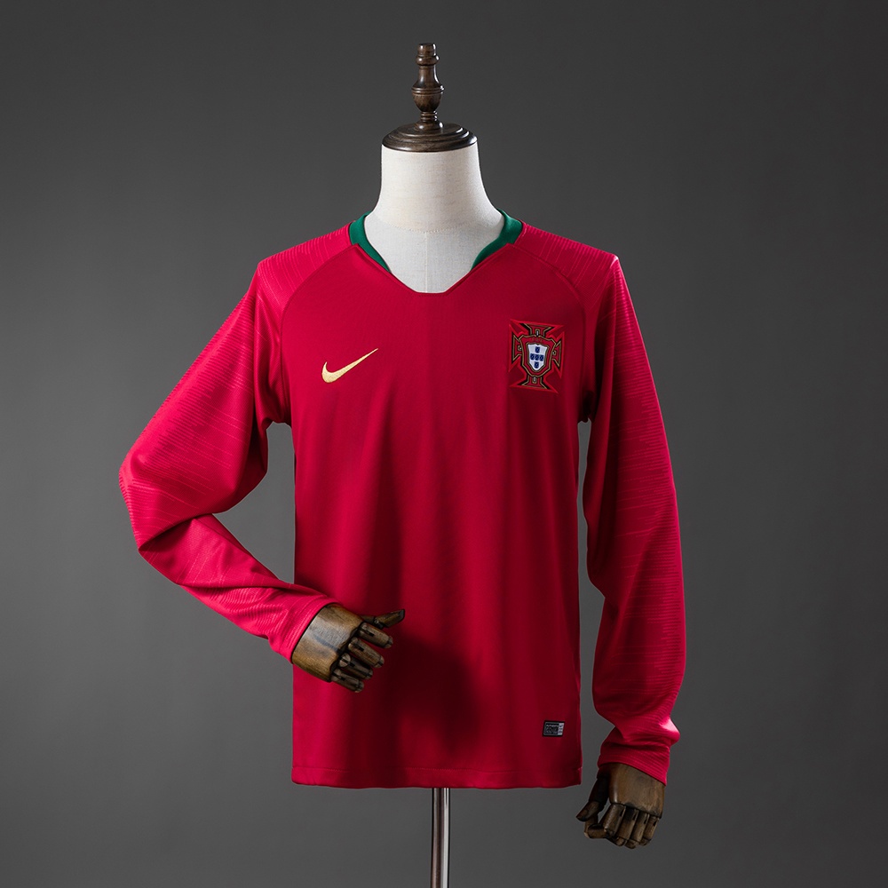 JER-11163_1 Portugal 2018 Home Long-Sleeved Retro Jersey - 图片 1