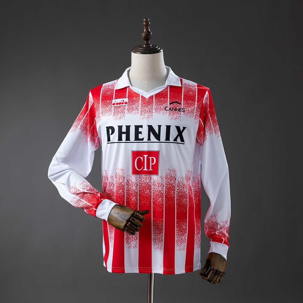 JER-11191_1 AS Cannes 91/92 Home Long-Sleeve Retro Jersey - 图片 1