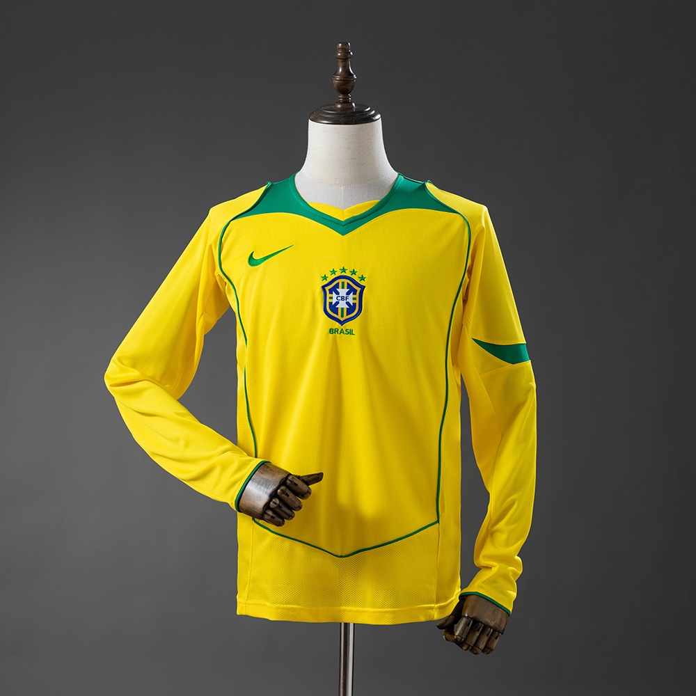 JER-11197_1 Brazil 2004 Home Long-Sleeved Retro Jersey - 图片 1