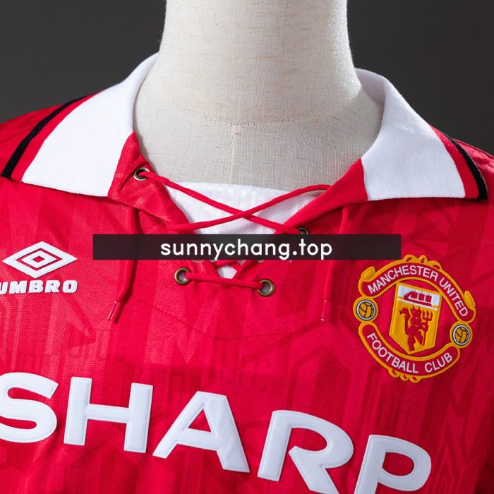 Retro Long Sleeve Manchester United 1992/94 Home Jersey - 图片 6