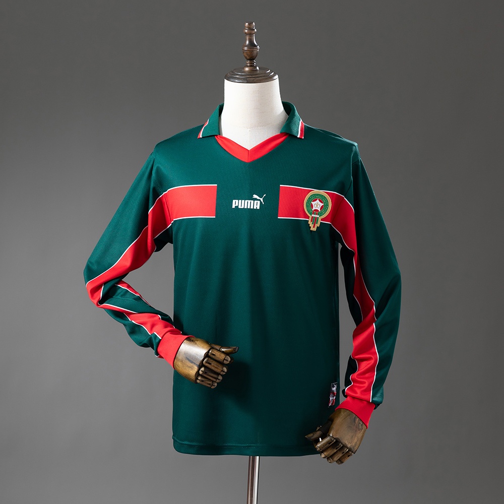 JER-11239_1 Morocco 1998 Home Long Sleeve Retro Jersey - 图片 1