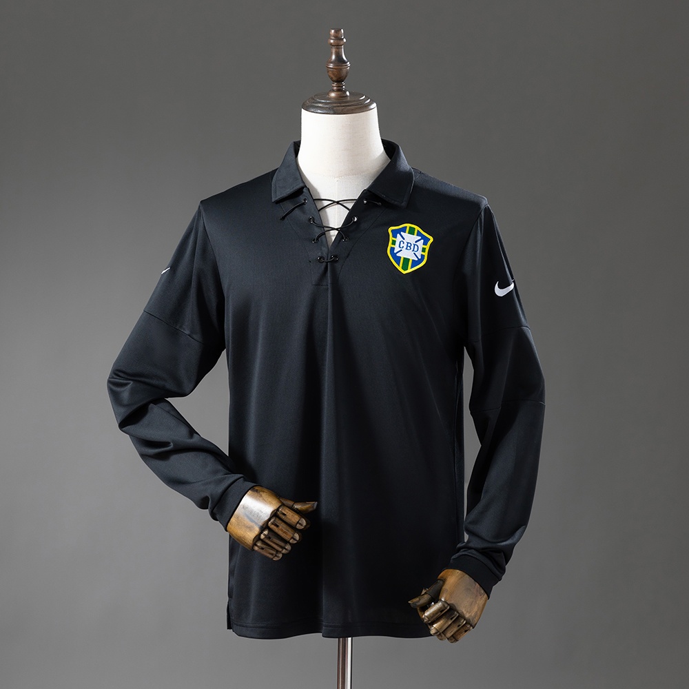JER-11241_1 Brazil 2004 Special Edition Black Long Sleeve Retro Jersey - 图片 1