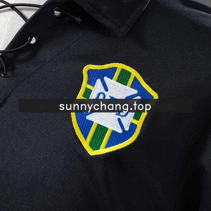 Brazil 2004 Special Edition Black Long Sleeve Retro Jersey - 图片 4