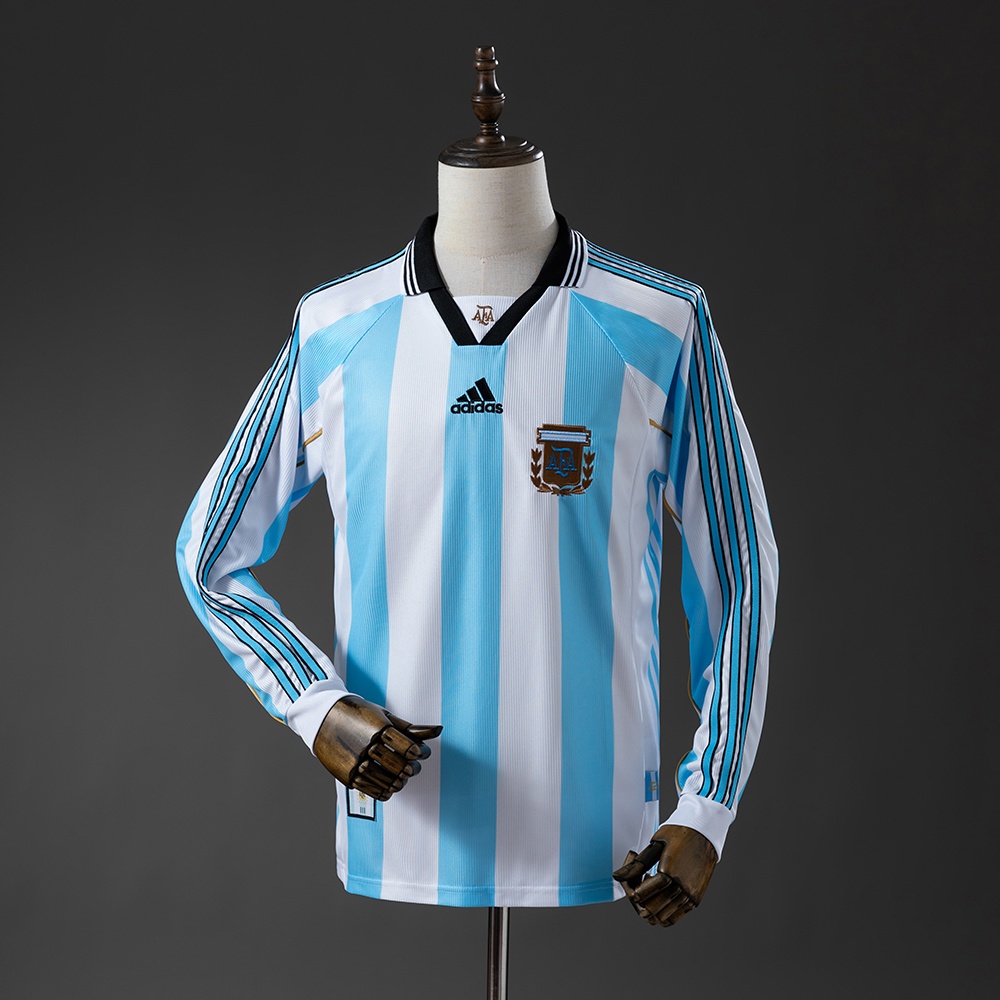JER-11244_1 Argentina 1998 Home Long Sleeve Retro Jersey - 图片 1