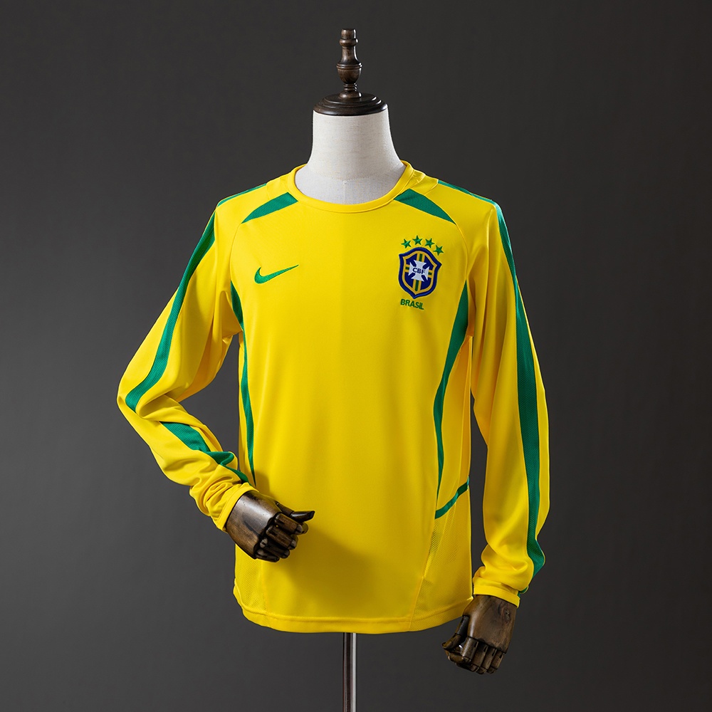 JER-11321_1 Brazil 2002 Home Long Sleeve Retro Jersey - 图片 1