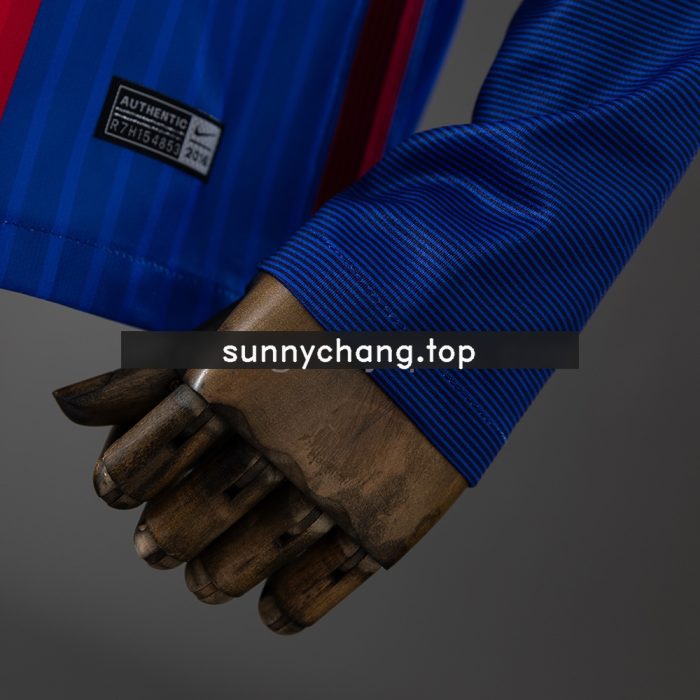 Barcelona 16/17 Home Long Sleeve Retro Jersey - 图片 3