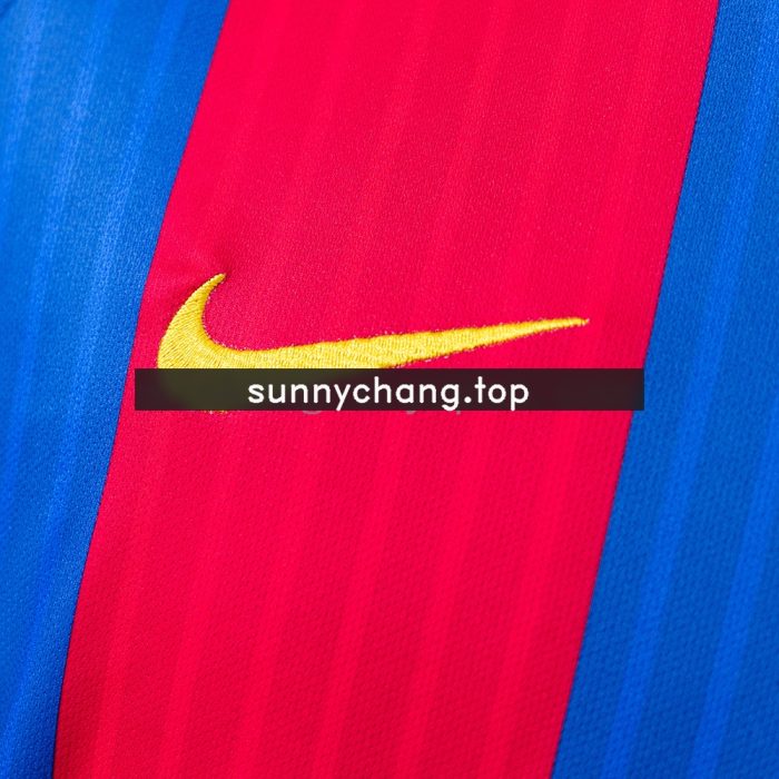 Barcelona 16/17 Home Long Sleeve Retro Jersey - 图片 4