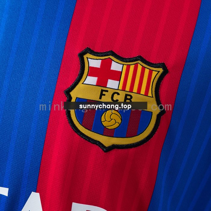 Barcelona 16/17 Home Long Sleeve Retro Jersey - 图片 5