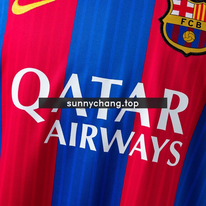 Barcelona 16/17 Home Long Sleeve Retro Jersey - 图片 6