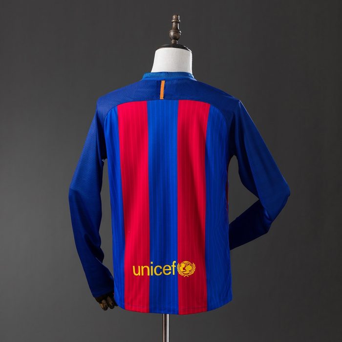 Barcelona 16/17 Home Long Sleeve Retro Jersey - 图片 8